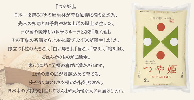 山形県が誇るブランド米「つや姫」・「ひとめぼれ」・「雪若丸